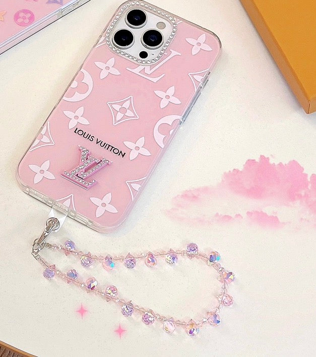 Luxury Inspired Monogram iPhone Case & Crystal Wristlet