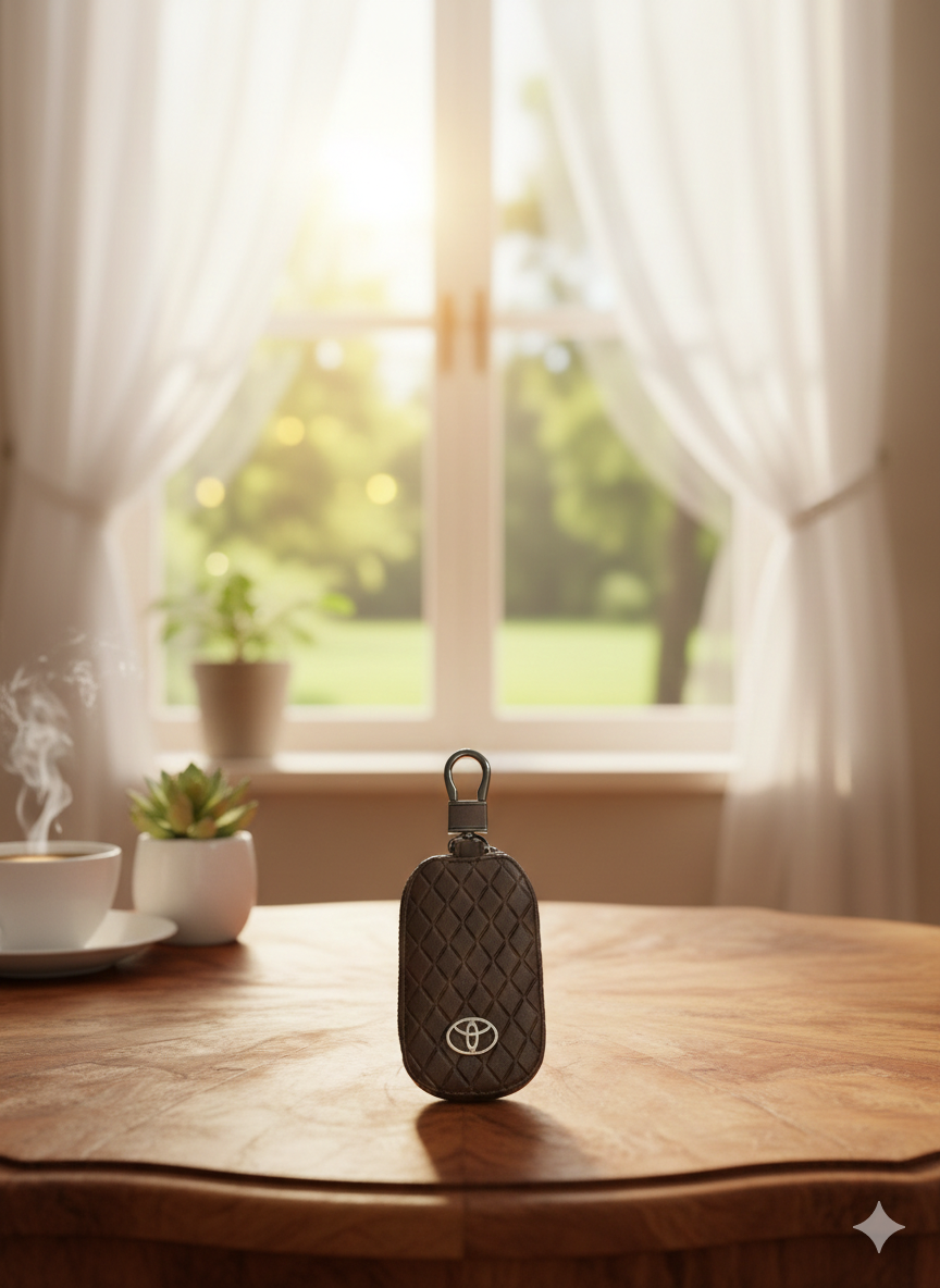 Premium Quilted Leather Toyota Key Fob Cover – Sleek Protection & Style