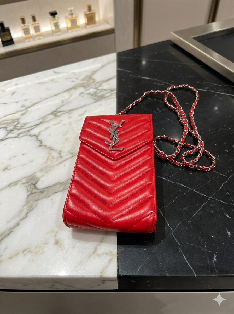 Monogram Quilted Leather Phone Holder - Matelassé Red