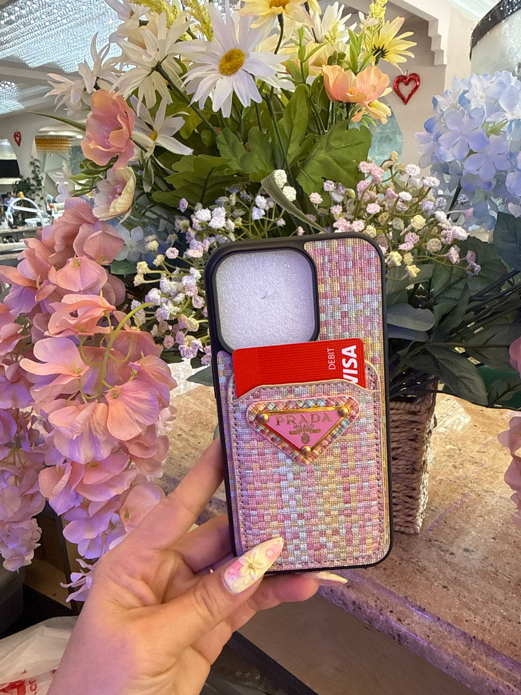 Luxury Woven Raffia iPhone Case with Card Holder for iPhone 13 Pro Max