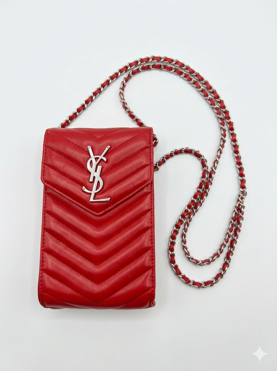 Monogram Quilted Leather Phone Holder - Matelassé Red