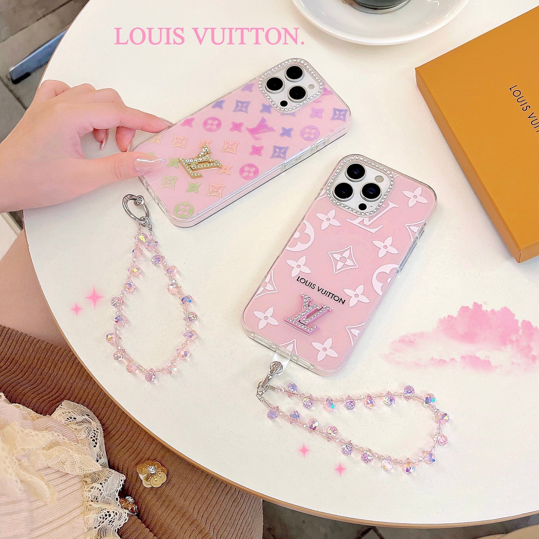 Luxury Inspired Monogram iPhone Case & Crystal Wristlet