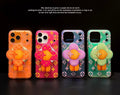 Glow & Glam: Luxury Inspired Neon Monogram iPhone Case with 3D Flower Grip