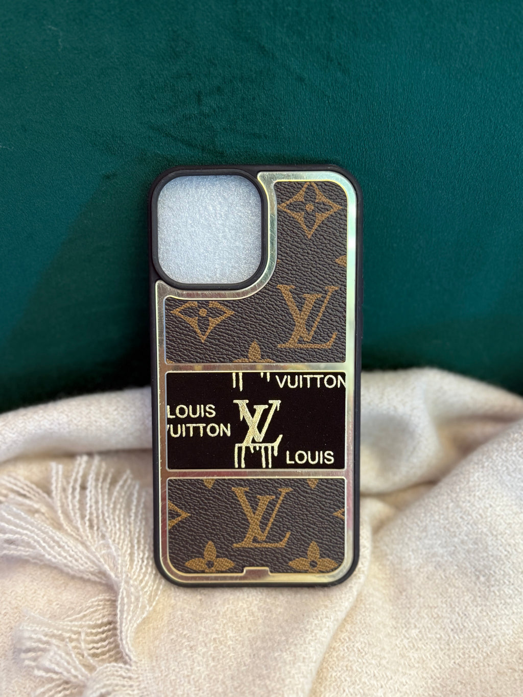 Lv Gold Drip Monogram Phone Case | Checkboard Streetwear Edition | Slim Protective Cover