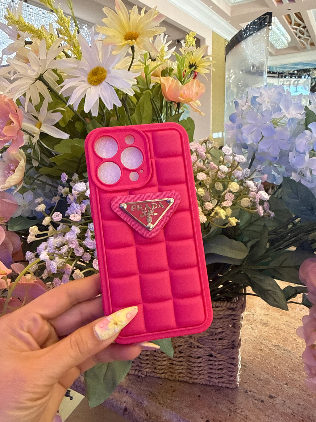 Milano Triangular Logo Quilted Puffer Case for iPhone 14