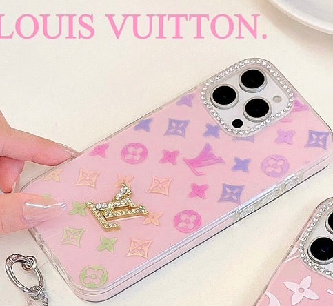 Luxury Inspired Monogram iPhone Case & Crystal Wristlet
