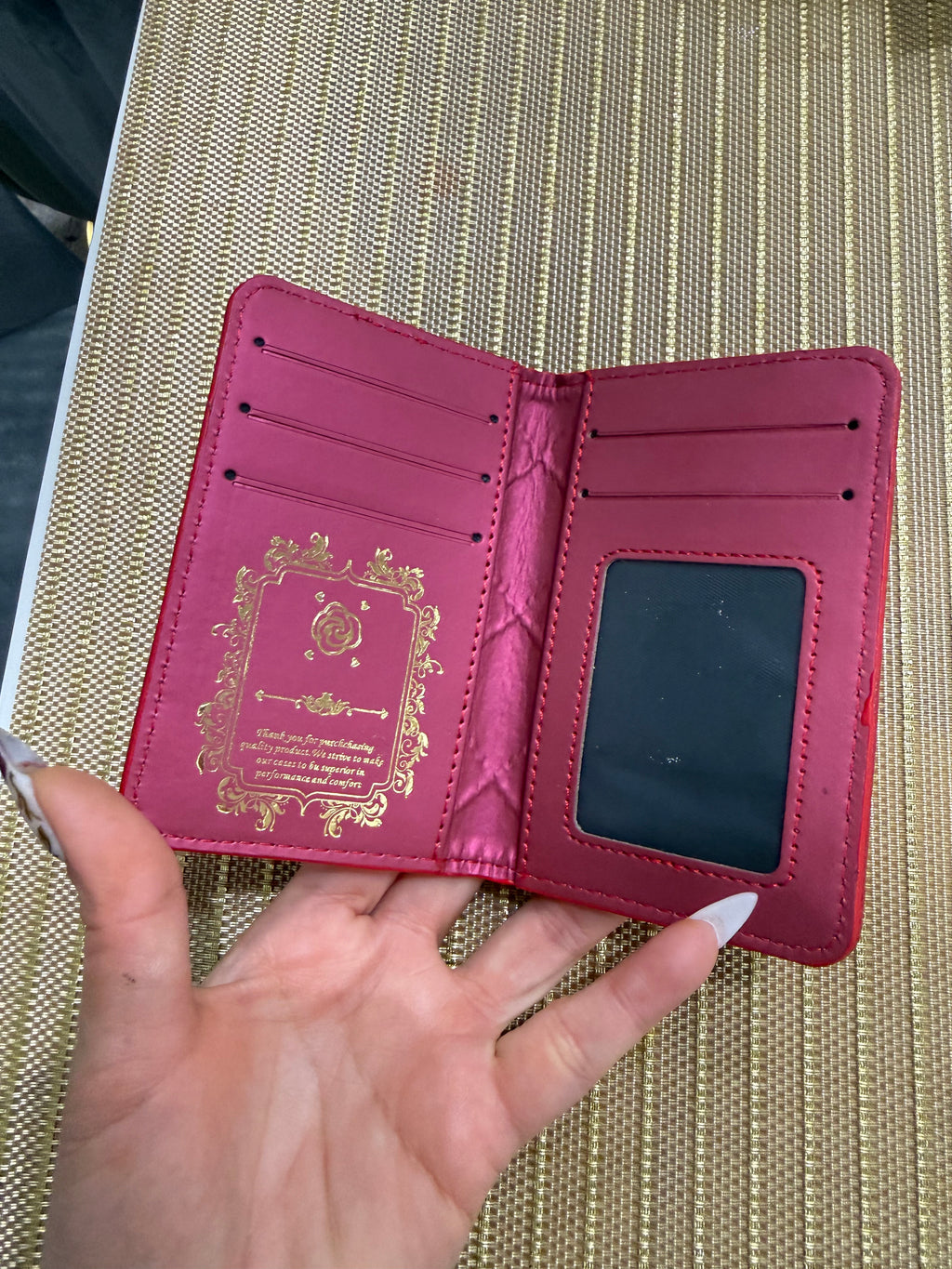 Cc Quilted Caviar Card Holder in Burgundy