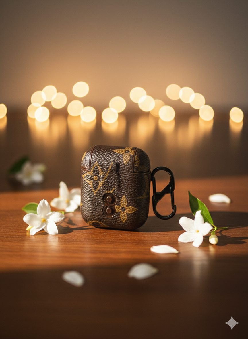 Iconic Monogram Leather AirPods  Case – Classic Brown ✨