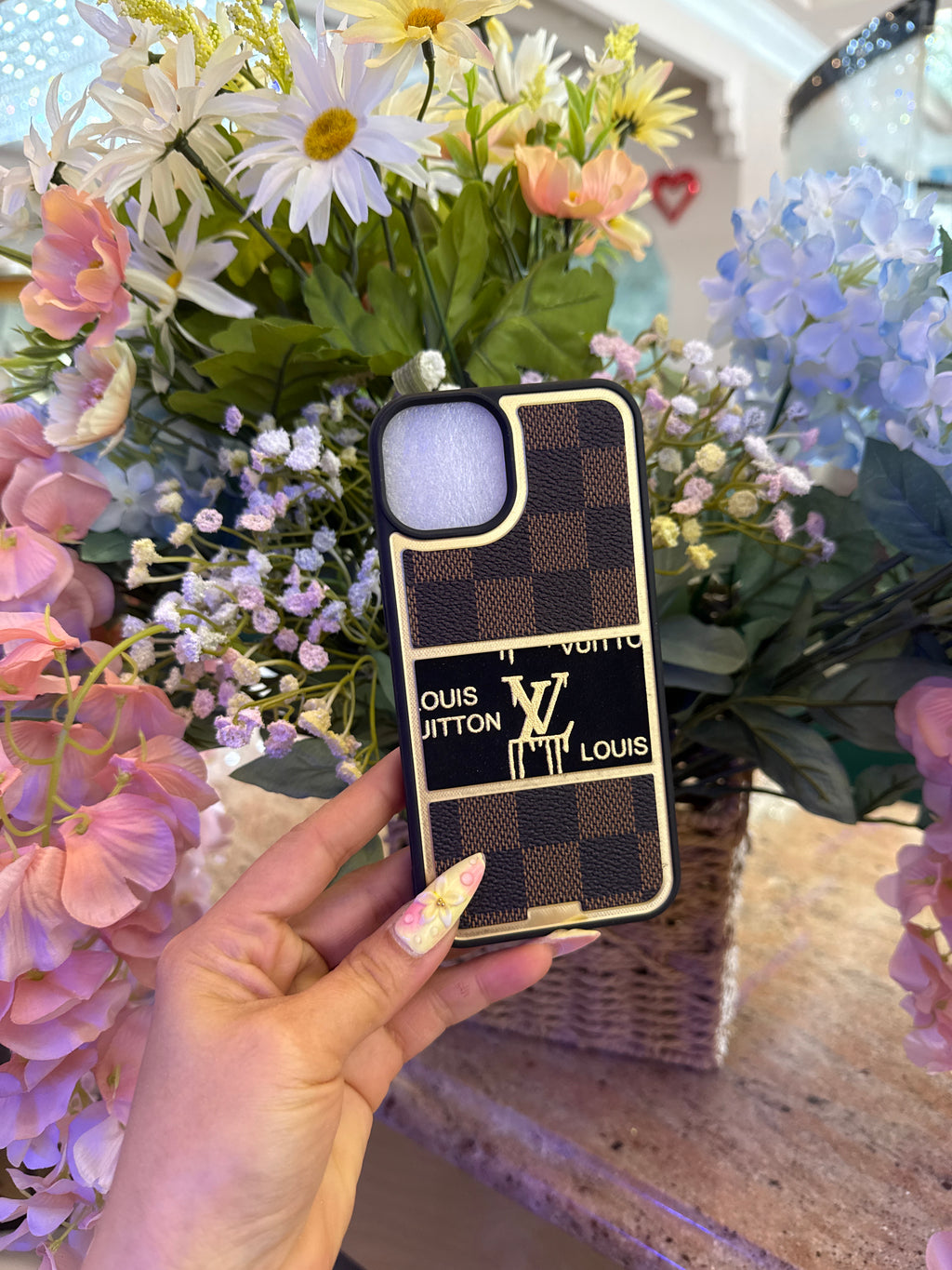 Lv Gold Drip Monogram Phone Case | Checkboard Streetwear Edition | Slim Protective Cover