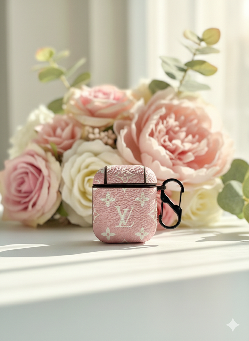 Luxury Monogram AirPods Case - Pink Floral Edition