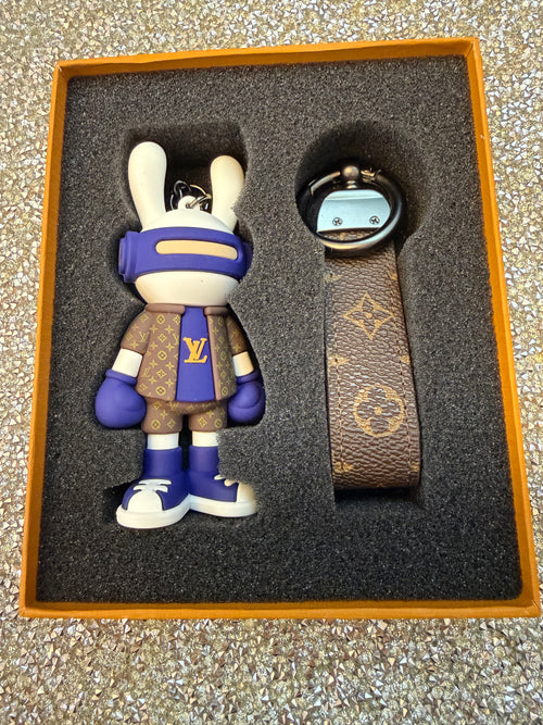 Designer-Inspired Mouse Icon Bag Charm & Keychain – Monogram Canvas