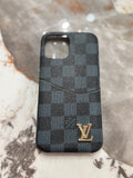 Lv Graphite Damier-Style Card Holder Case – Sleek Sophistication with Utility for iPhone 12 cases