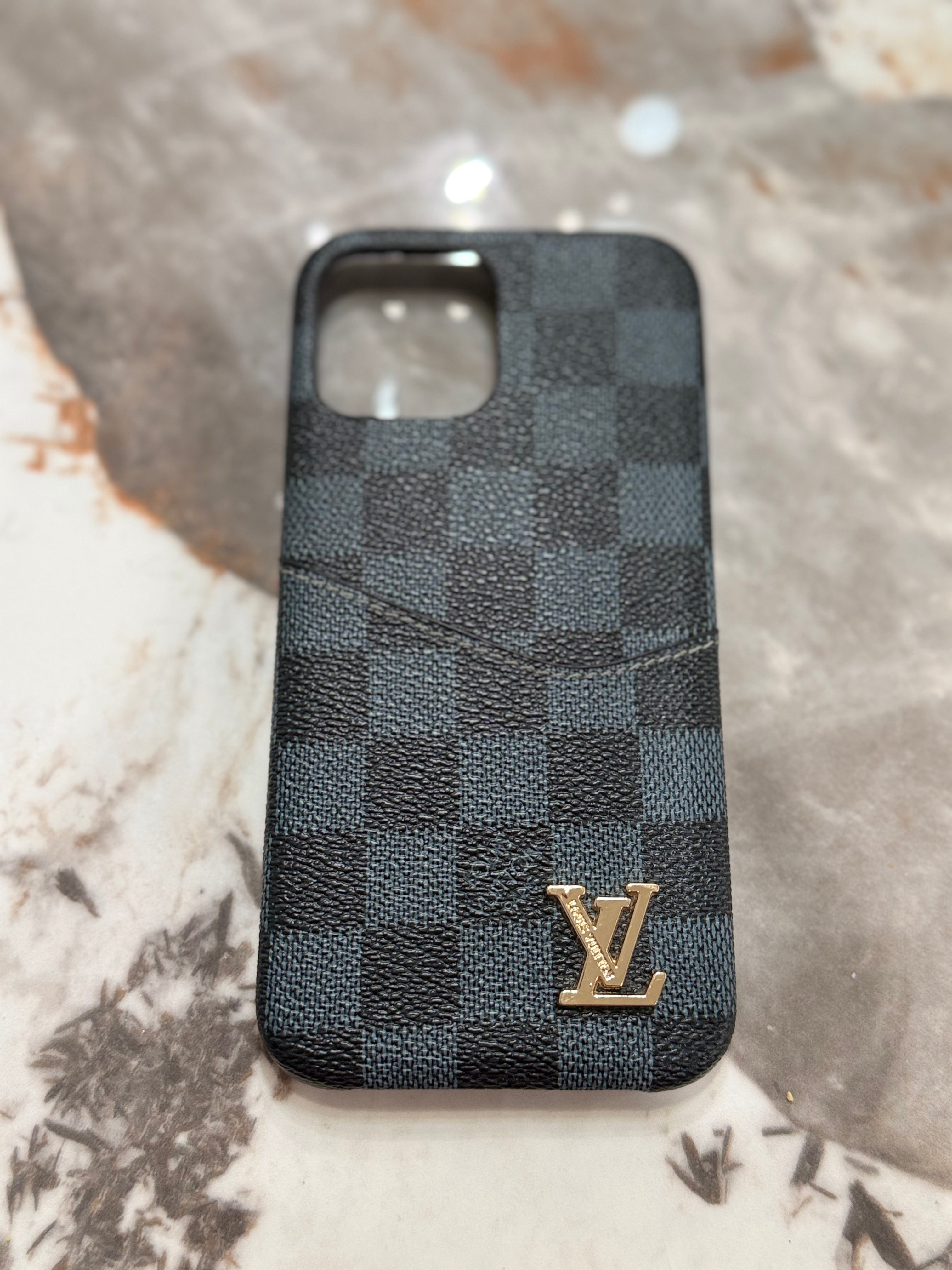Lv Graphite Damier-Style Card Holder Case – Sleek Sophistication with Utility for iPhone 12 cases