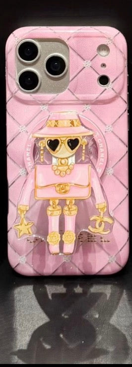 Pretty in Pink: Quilted Luxury Fashion Robot iPhone 17 pro max Case