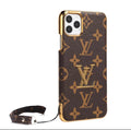 Inspired Gold Monogram iPhone 14 Pro Case with Wrist Strap
