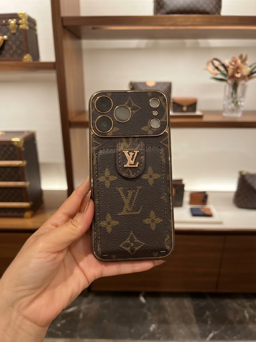 Luxury Monogram Pocket & Strap iPhone Case Collection for 16,17 pro max