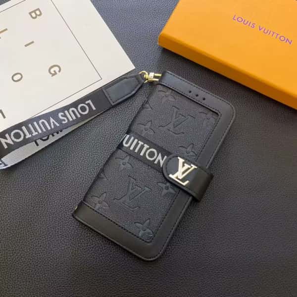 Luxury Embossed Monogram Flip Wallet Phone Case for 17,16 15 pro max