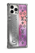 Luxury Trunk-Style Phone Case – Silver & Pink for iPhone 12 cases
