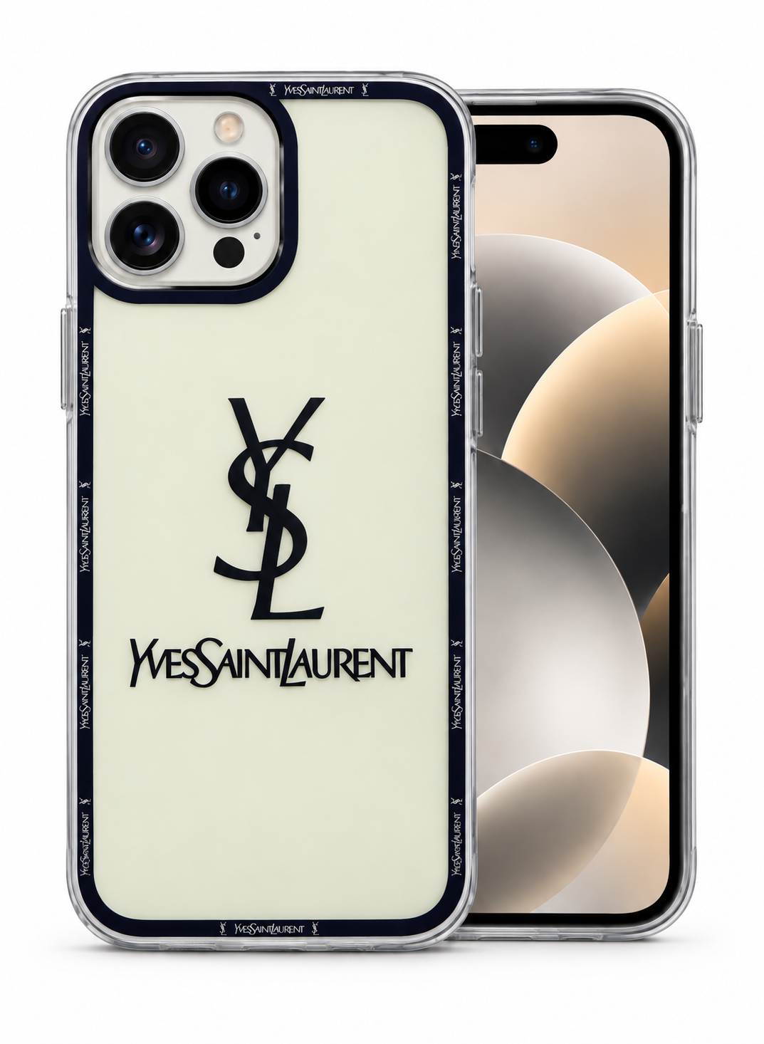 Ivory & Black Luxury-Style Phone Case for 13,12 pro max