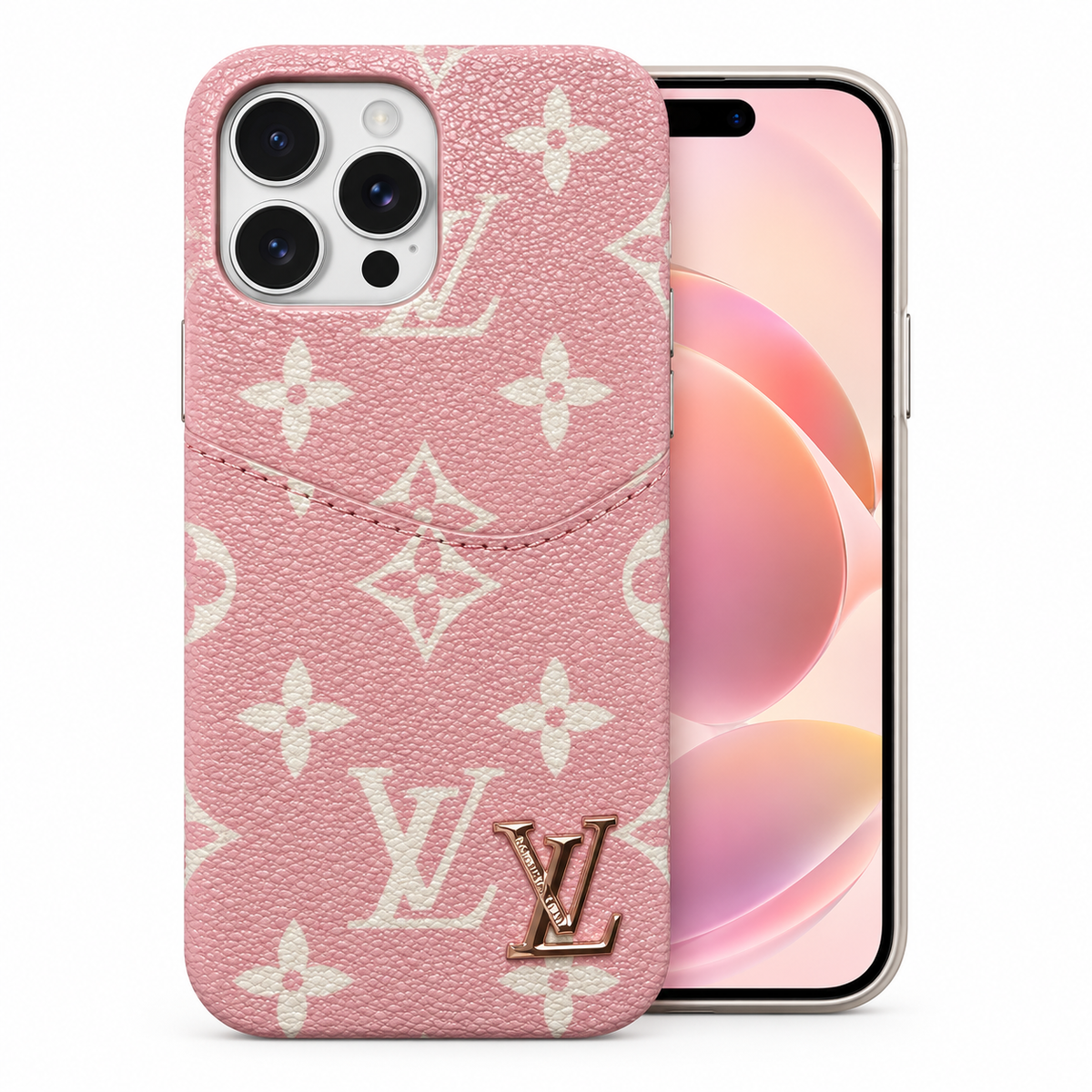Pink Luxury Monogram Wallet for iPhone 12 cases