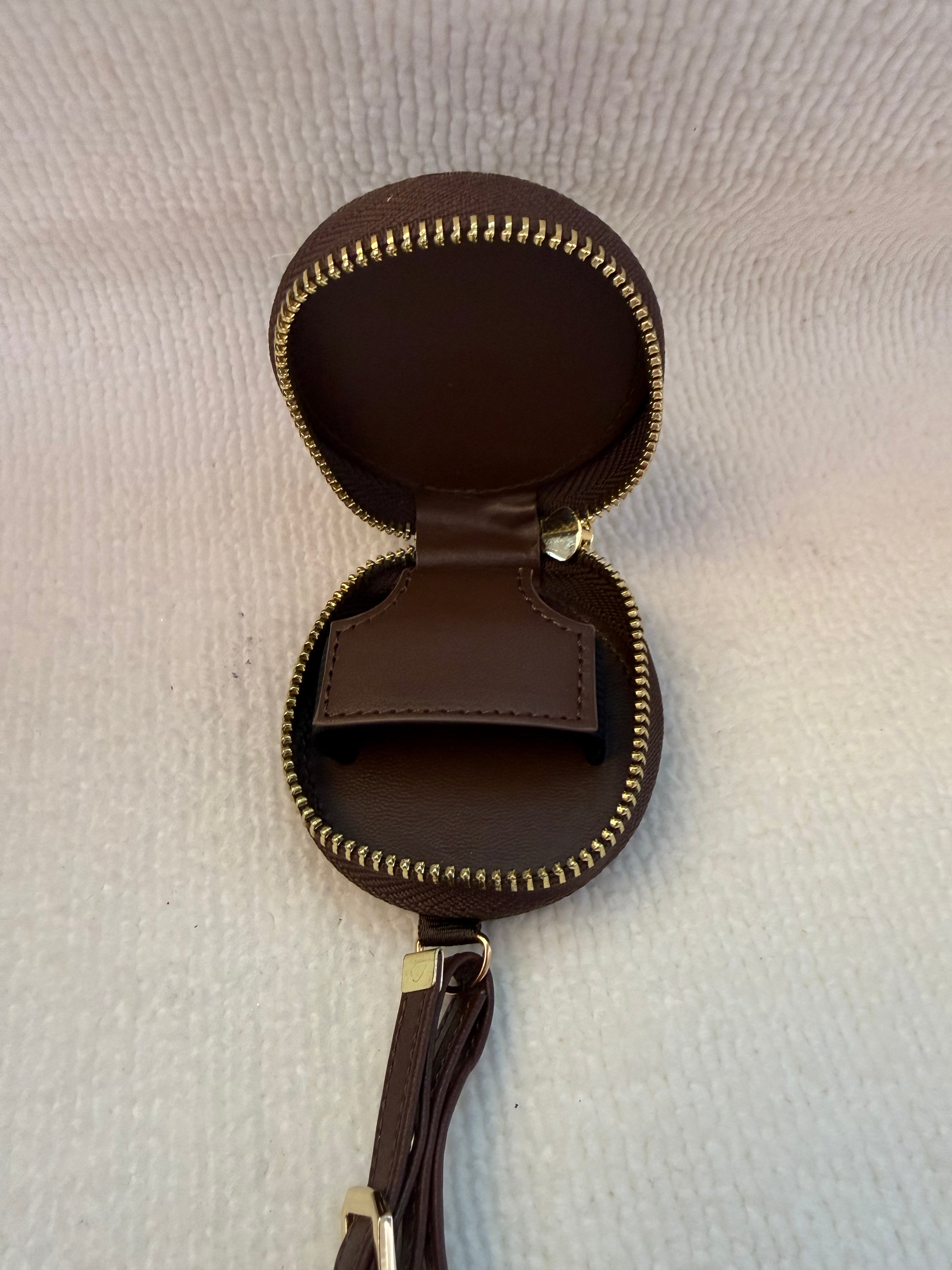 Michael Kors Inspired Signature Monogram Round Pouch – Dark Mocha