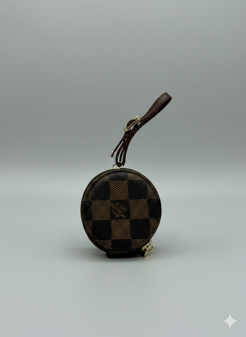 Lv Signature Checkered Round AirPod Pro Case & Travel Pouch