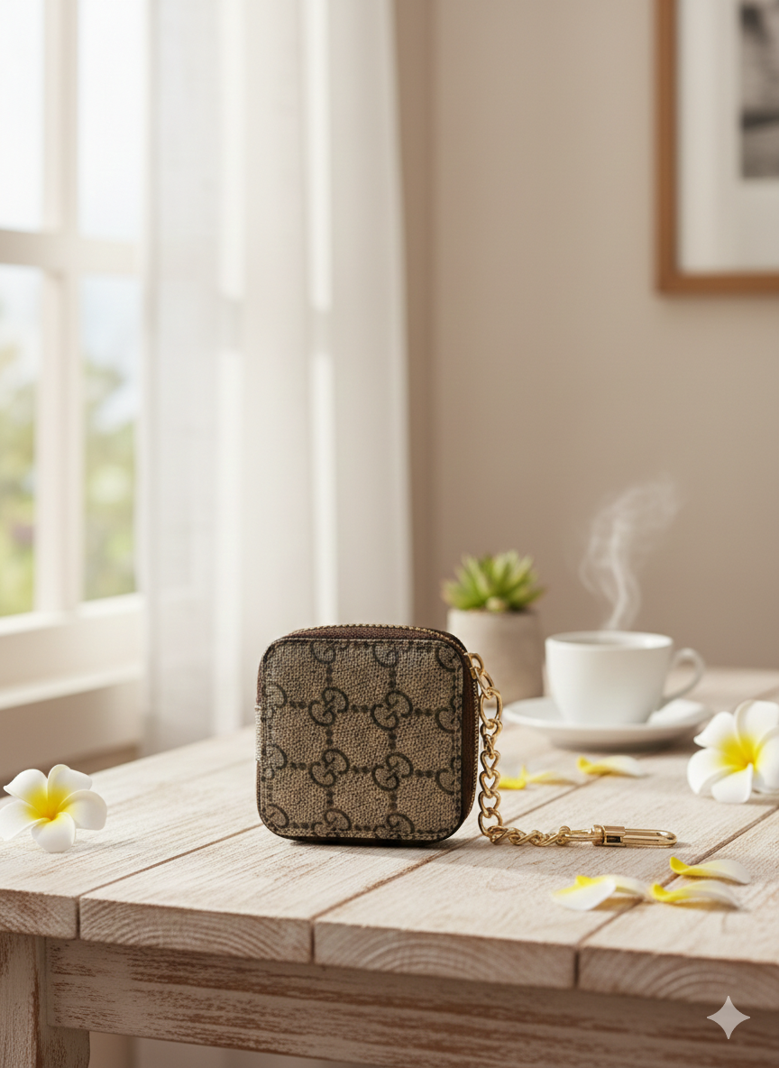 GG Square Monogram AirPod Pro Case & Designer Keychain Pouch