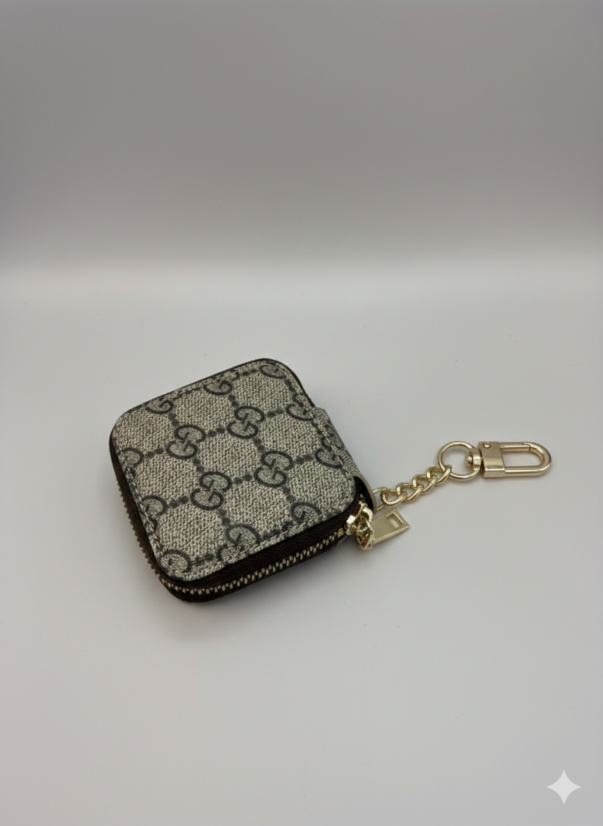 GG Square Monogram AirPod Pro Case & Designer Keychain Pouch