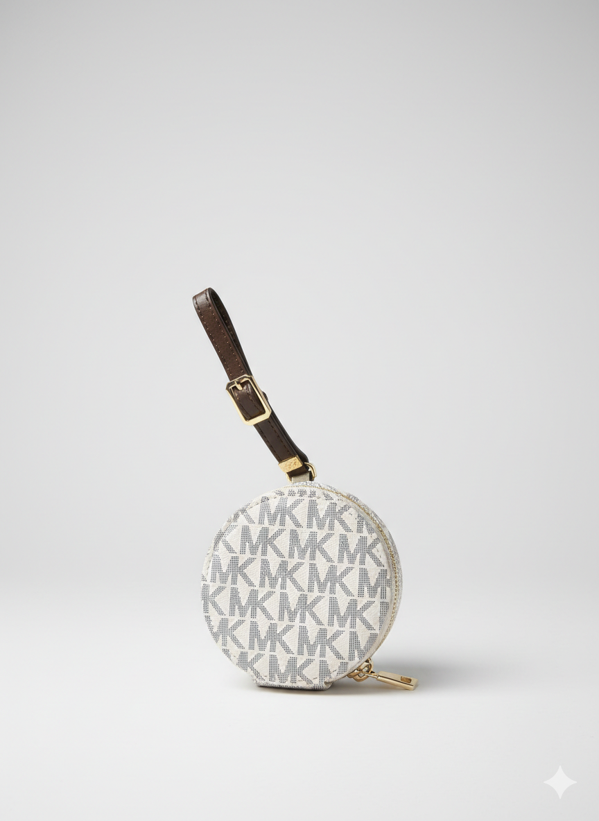 Michelle kors Signature Monogram Round AirPod Case & Handbag Charm