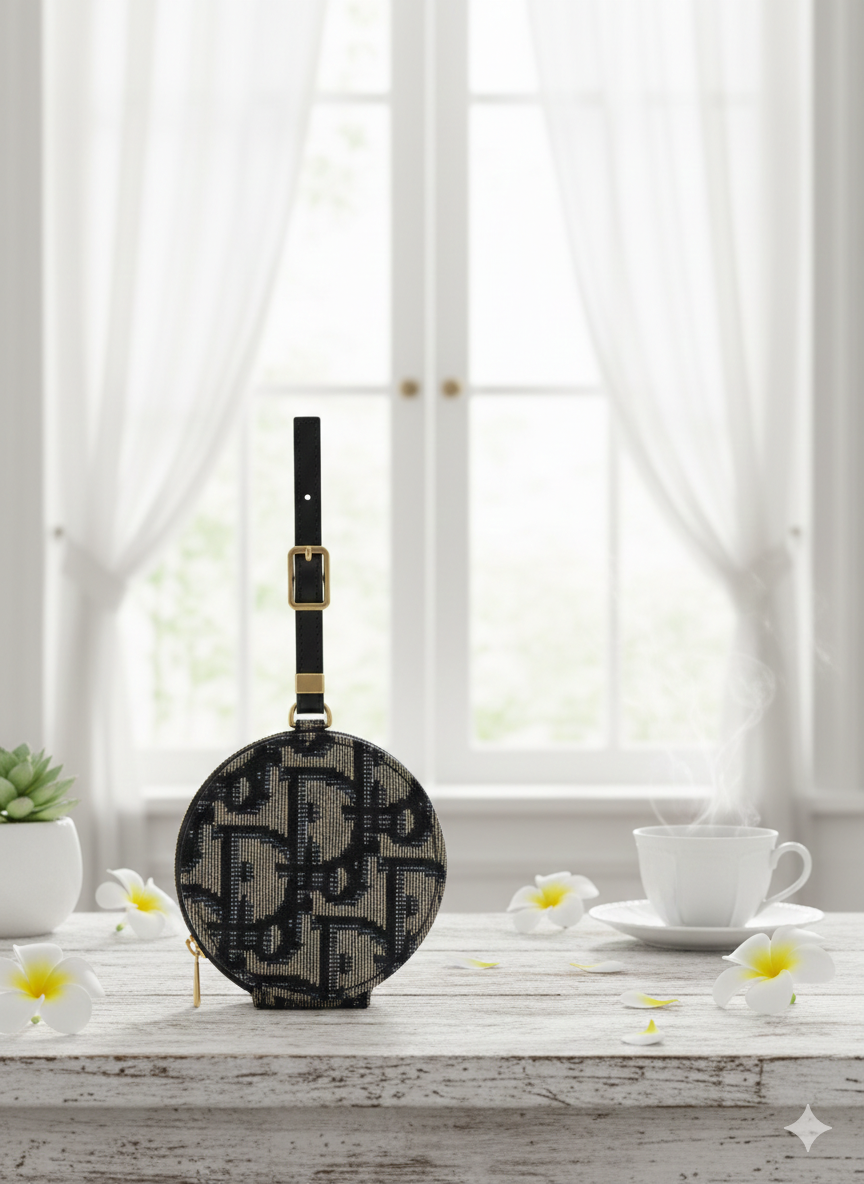 Dior Oblique Canvas Round AirPod Case & Bag Charm