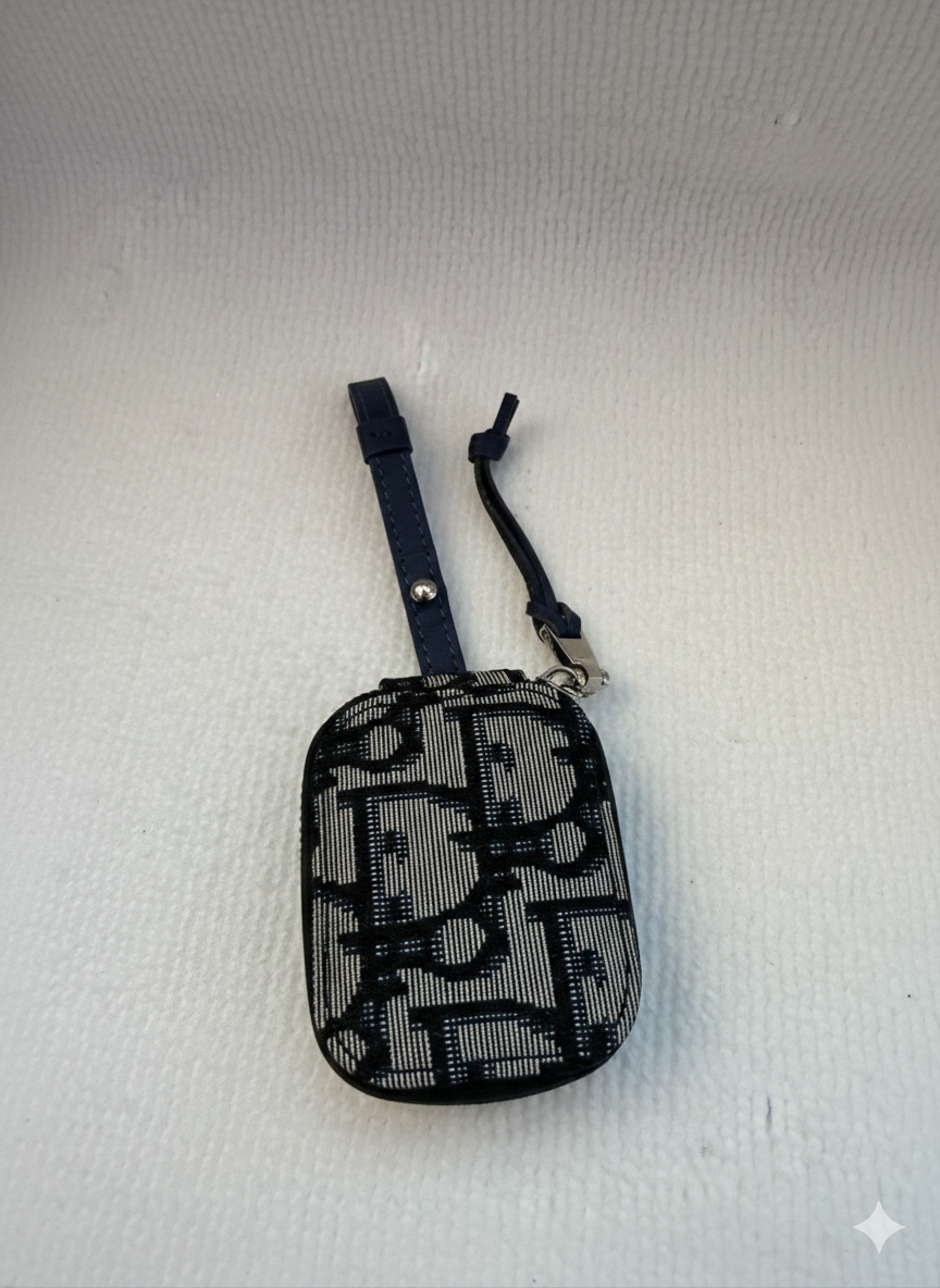 Christian Dior Oblique Round Pouch Bag Charm & AirPod case