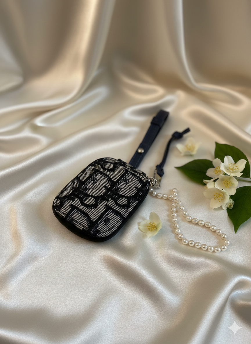 Christian Dior Oblique Round Pouch Bag Charm & AirPod case