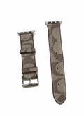 Coach Signature Monogram Apple Watch Band – Classic Khaki & Saddle Brown Canvas Strap