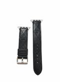 Premium Quilted Black Leather Watch Band | Elegant Double-C Embossed Strap for Apple Watch
