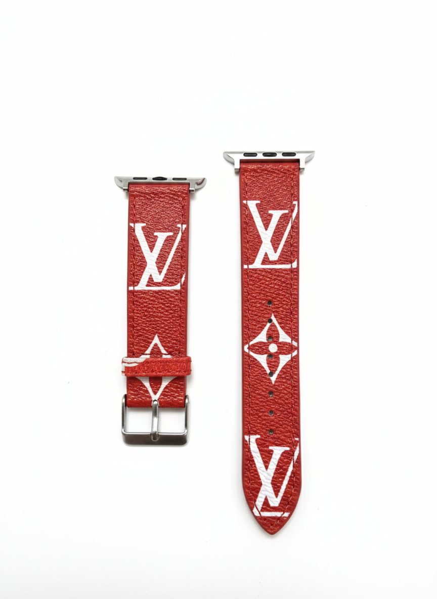 Lv Statement Red | Luxury Monogram Apple Watch Band