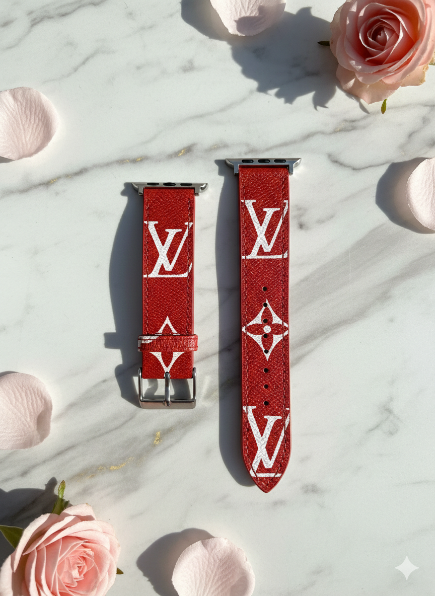 Lv Statement Red | Luxury Monogram Apple Watch Band