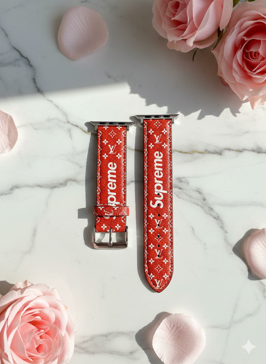 Lv Ultimate Hype | Red Monogram x Streetwear Apple Watch Band