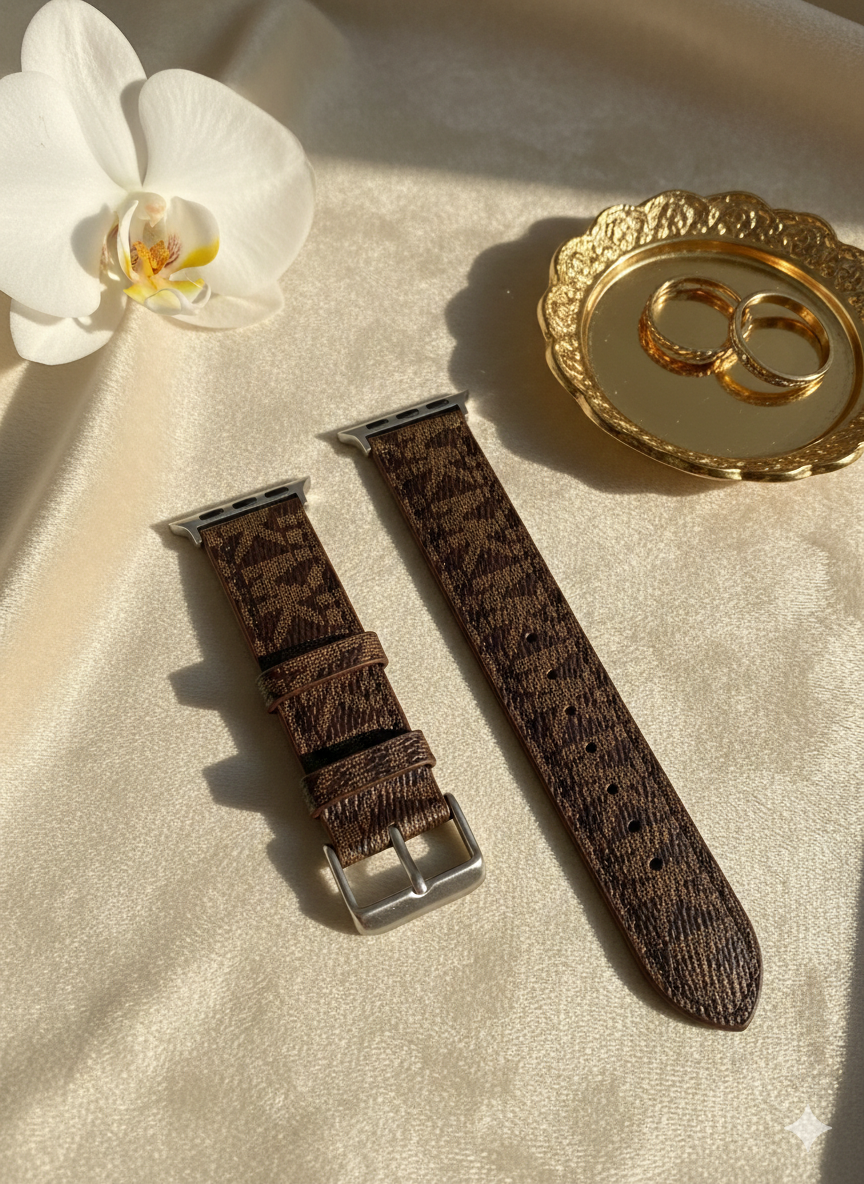 Mk Signature Monogram Slim Strap for Apple Watch – Classic Brown