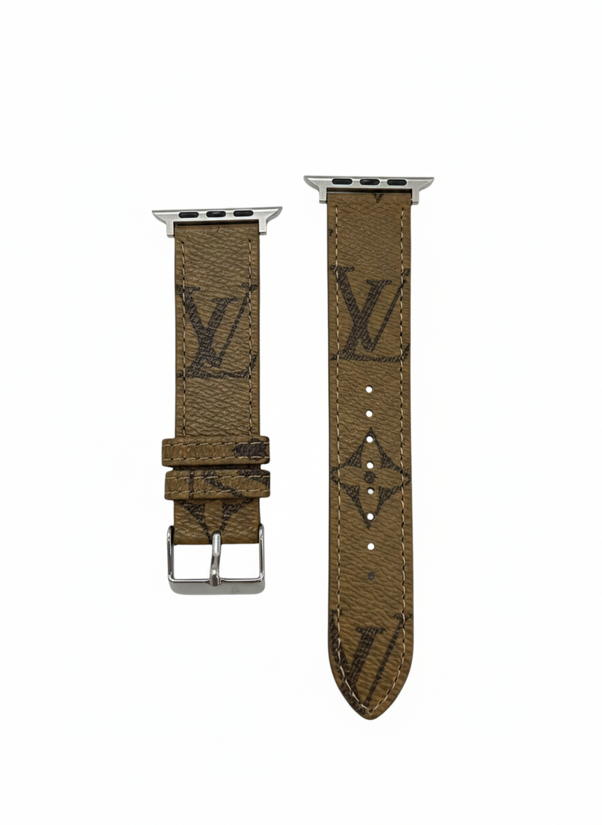 Lv Vintage Monogram Pebbled Leather Watch Band – Camel & Sand