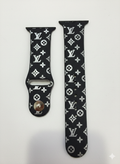 Lv Designer Style Silicone Sport Band for Apple Watch – Black & Silver Monogram