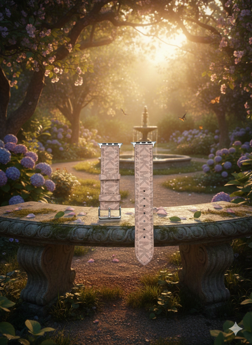 Mk Signature Monogram Vegan Leather Band for Apple Watch – Rose Dust