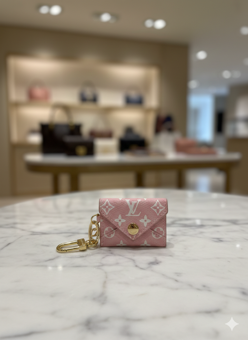 Lv Pink Monogram Micro-Envelope Bag Charm & Keychain