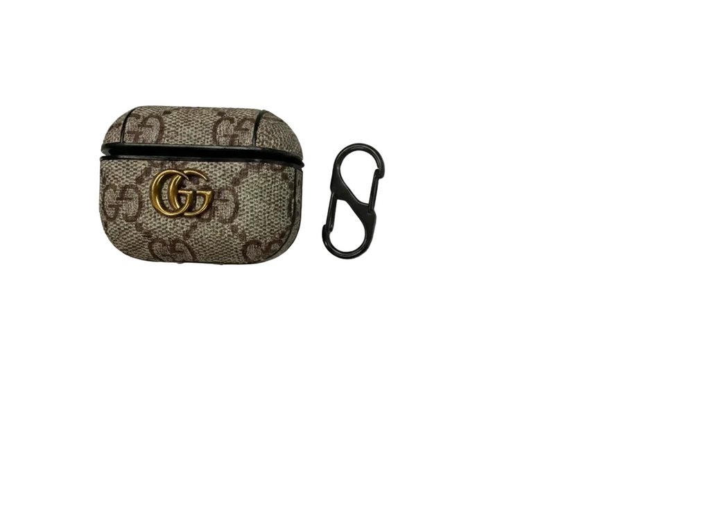 Gg Luxury Designer Inspired AirPods Pro Case - Monogram Canvas with Gold Hardware