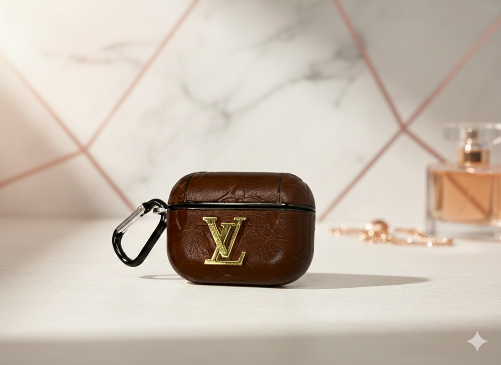 Lv Luxury Embossed Leather AirPods Pro Case – Classic Cognac
