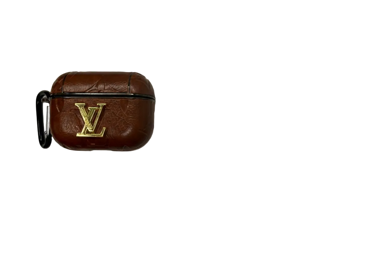 Lv Luxury Embossed Leather AirPods Pro Case – Classic Cognac