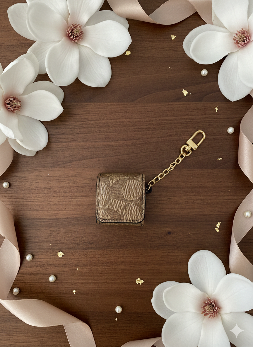 Signature Monogram Earbud Case with Gold Hardware ✨