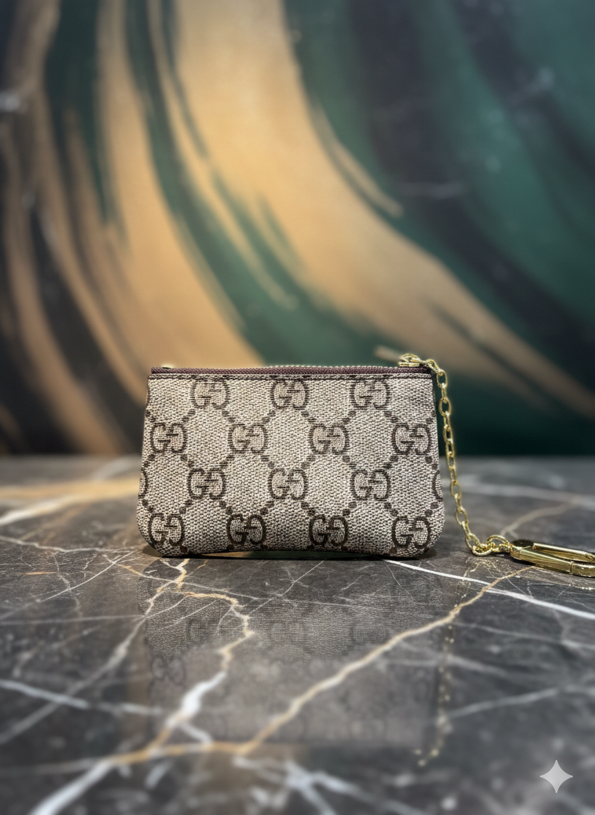 GG Supreme Key Pouch with Gold-Tone Chain