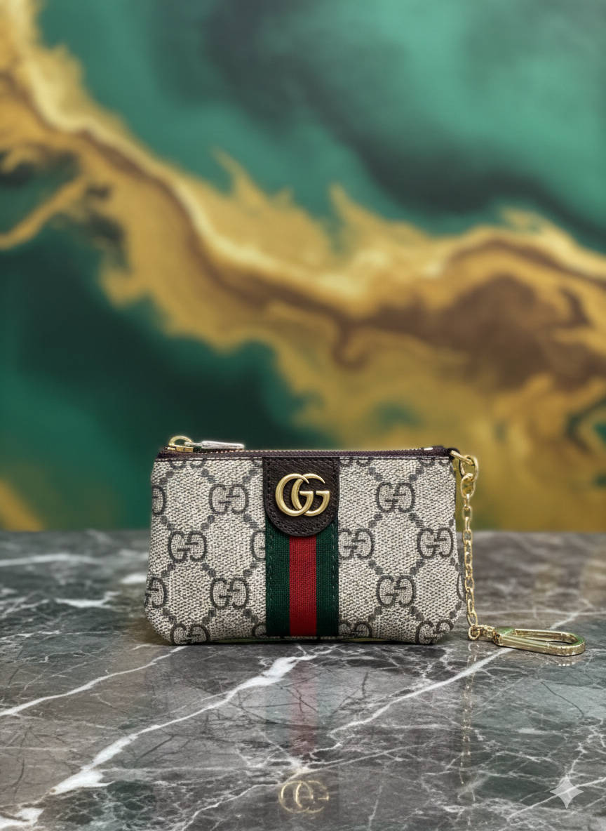 GG Key Pouch with Web Stripe & Double G Hardware