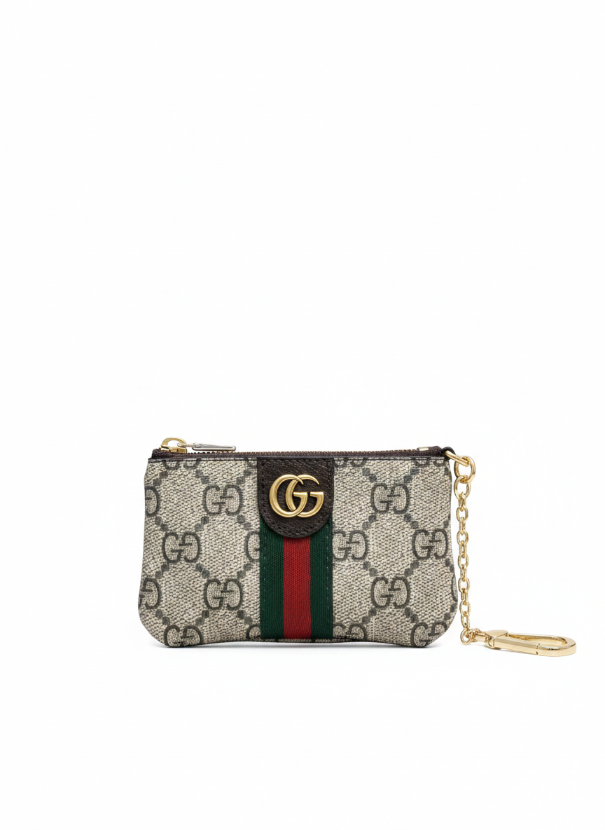 GG Key Pouch with Web Stripe & Double G Hardware