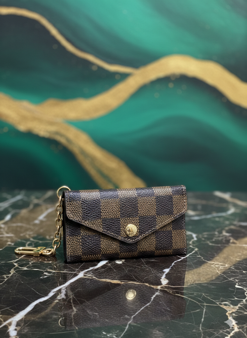 Lv Recto Verso Inspired Damier Ebene Card Holder & Key Pouch
